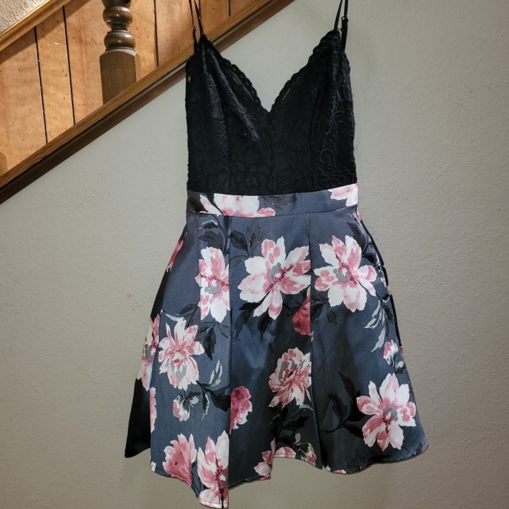 Black Lace Floral Dress
